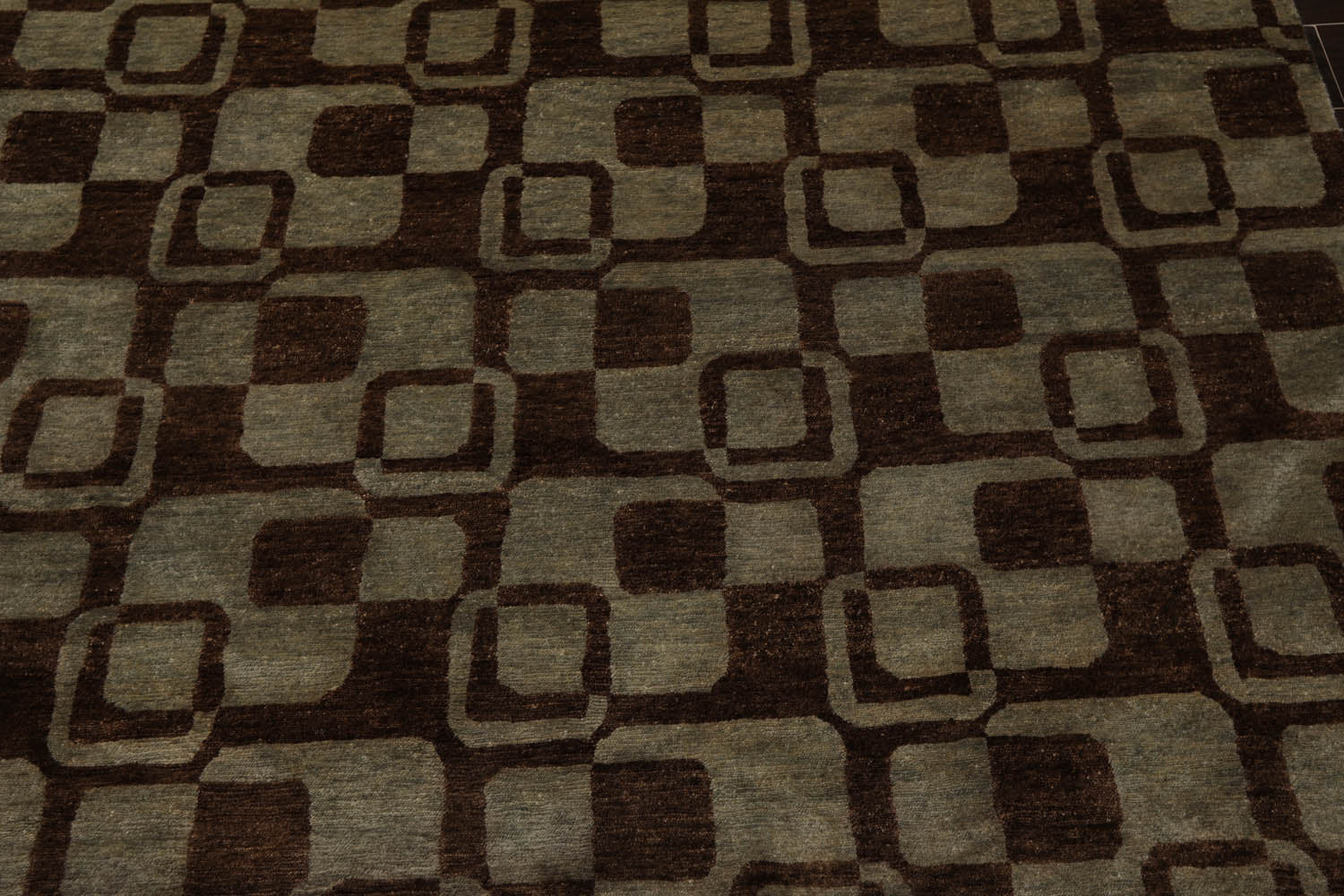 6x9 Aqua, Brown, Color Hand Knotted All-Over 100% Wool Modern Oriental Rug