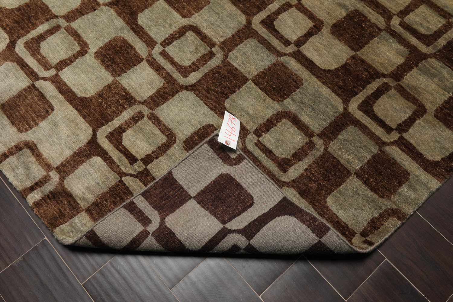 6x9 Aqua, Brown, Color Hand Knotted All-Over 100% Wool Modern Oriental Rug