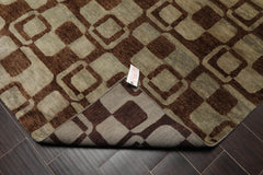 6x9 Aqua, Brown, Color Hand Knotted All-Over 100% Wool Modern Oriental Rug