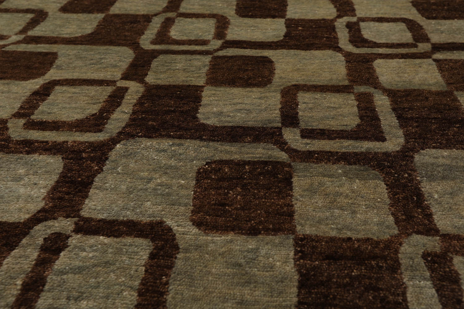 6x9 Aqua, Brown, Color Hand Knotted All-Over 100% Wool Modern Oriental Rug