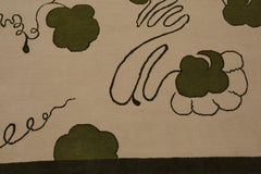 6x9 Beige, Green, Color Hand Knotted All-Over 100% Wool Modern Oriental Rug