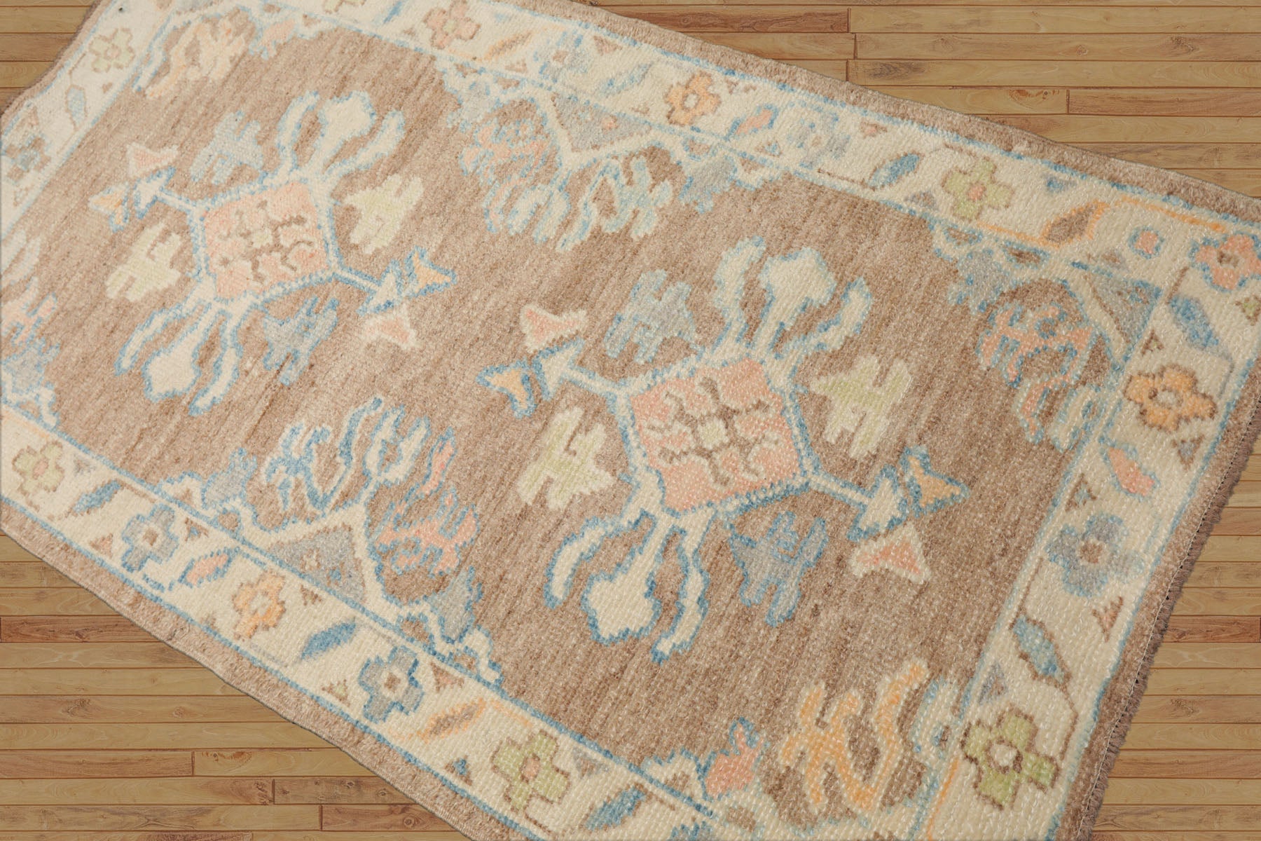 3x5 Ivory, Blush, Blue Color Hand Knotted Turkish Wool Arts & Crafts/Mission Oriental Rug