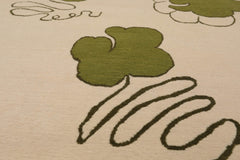 6x9 Beige, Green, Color Hand Knotted All-Over 100% Wool Modern Oriental Rug