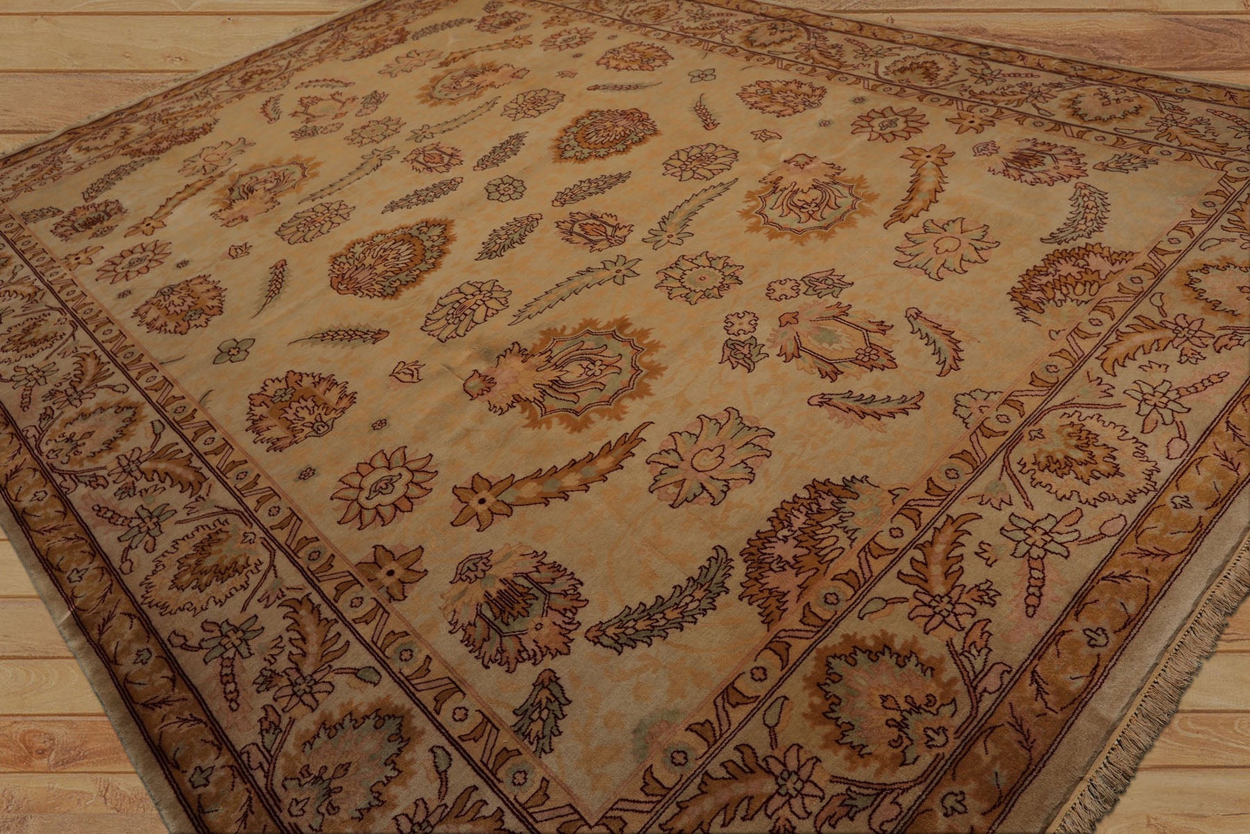 9x12 Beige, Celadon, Blush Color Hand Knotted Oushak New Zealand Wool Traditional Oriental Rug