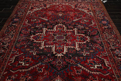 8x10 Red, Charcoal, Ivory Color Hand Knotted All-Over 100% Wool Traditional Oriental Rug