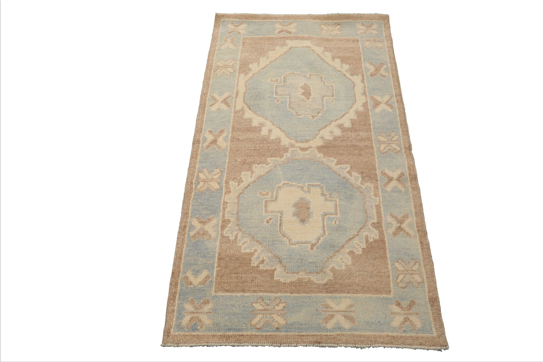 3x5 Camel, Ivory, Aqua Color Hand Knotted Turkish Wool Arts & Crafts/Mission Oriental Rug