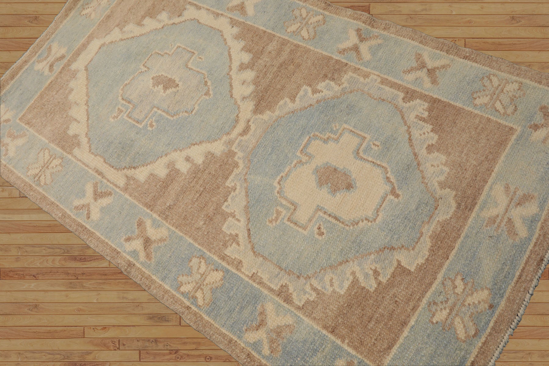 3x5 Camel, Ivory, Aqua Color Hand Knotted Turkish Wool Arts & Crafts/Mission Oriental Rug