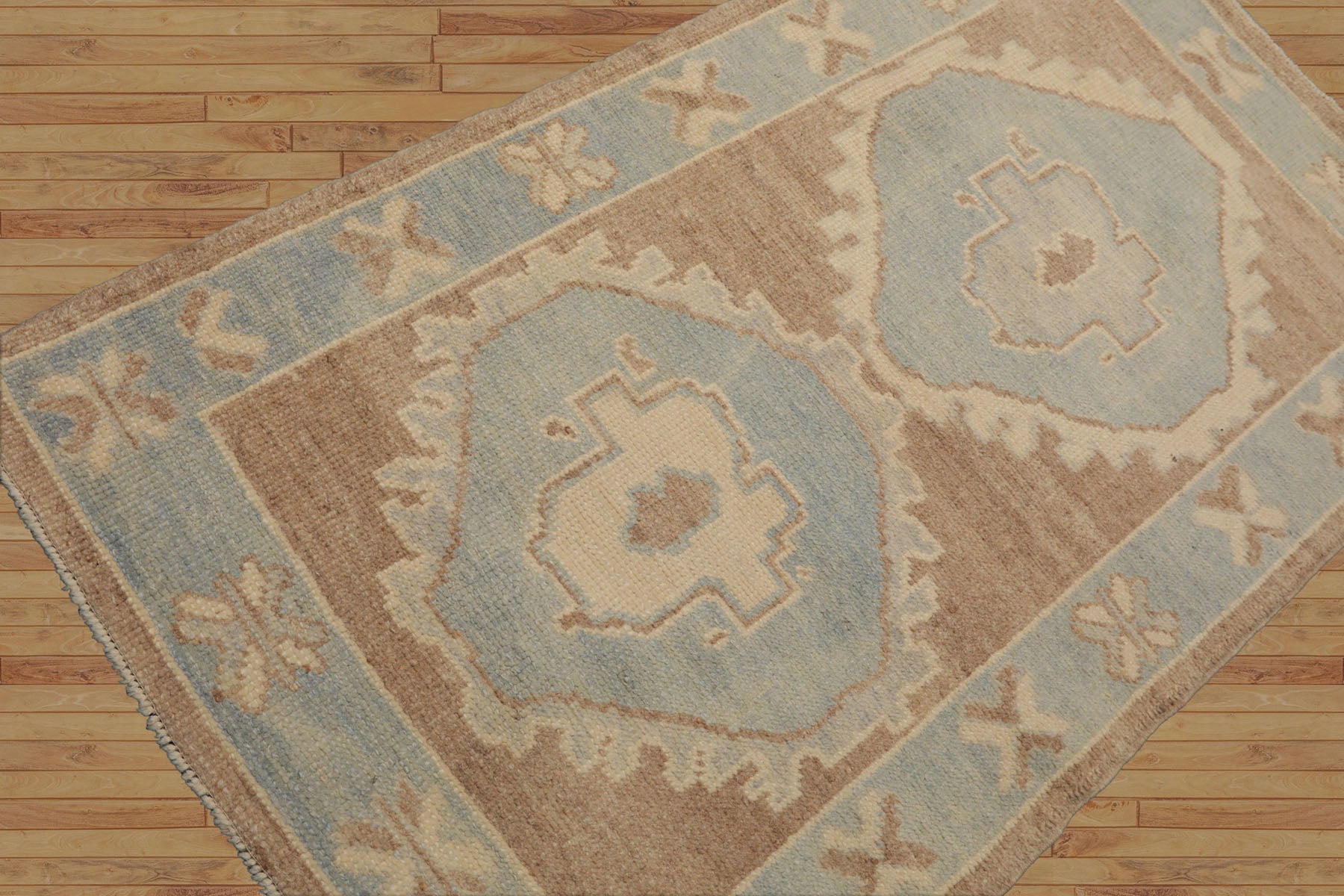 3x5 Camel, Ivory, Aqua Color Hand Knotted Turkish Wool Arts & Crafts/Mission Oriental Rug