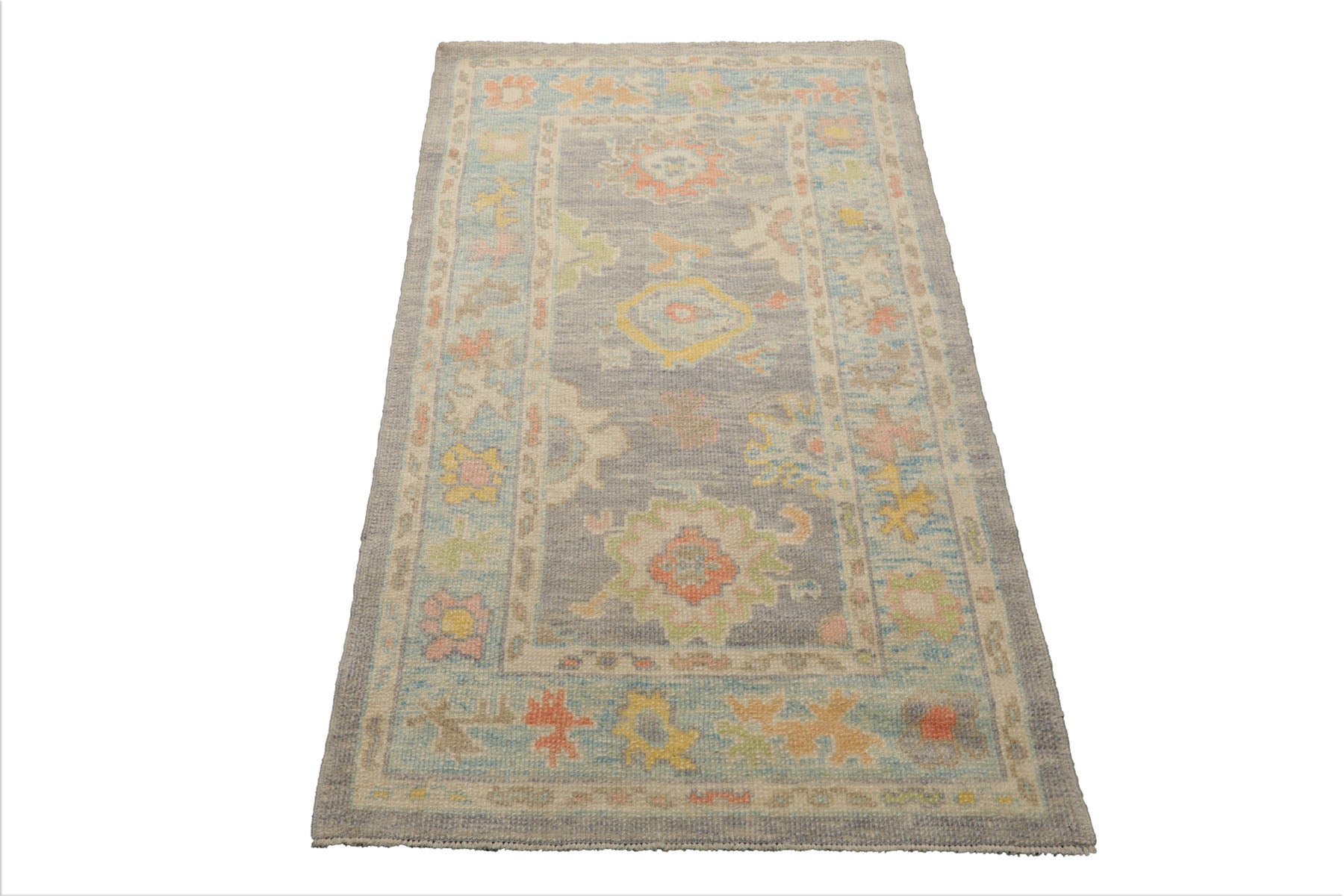 3x5 Aubergine, Ivory, Gold Color Hand Knotted Turkish Wool Arts & Crafts/Mission Oriental Rug