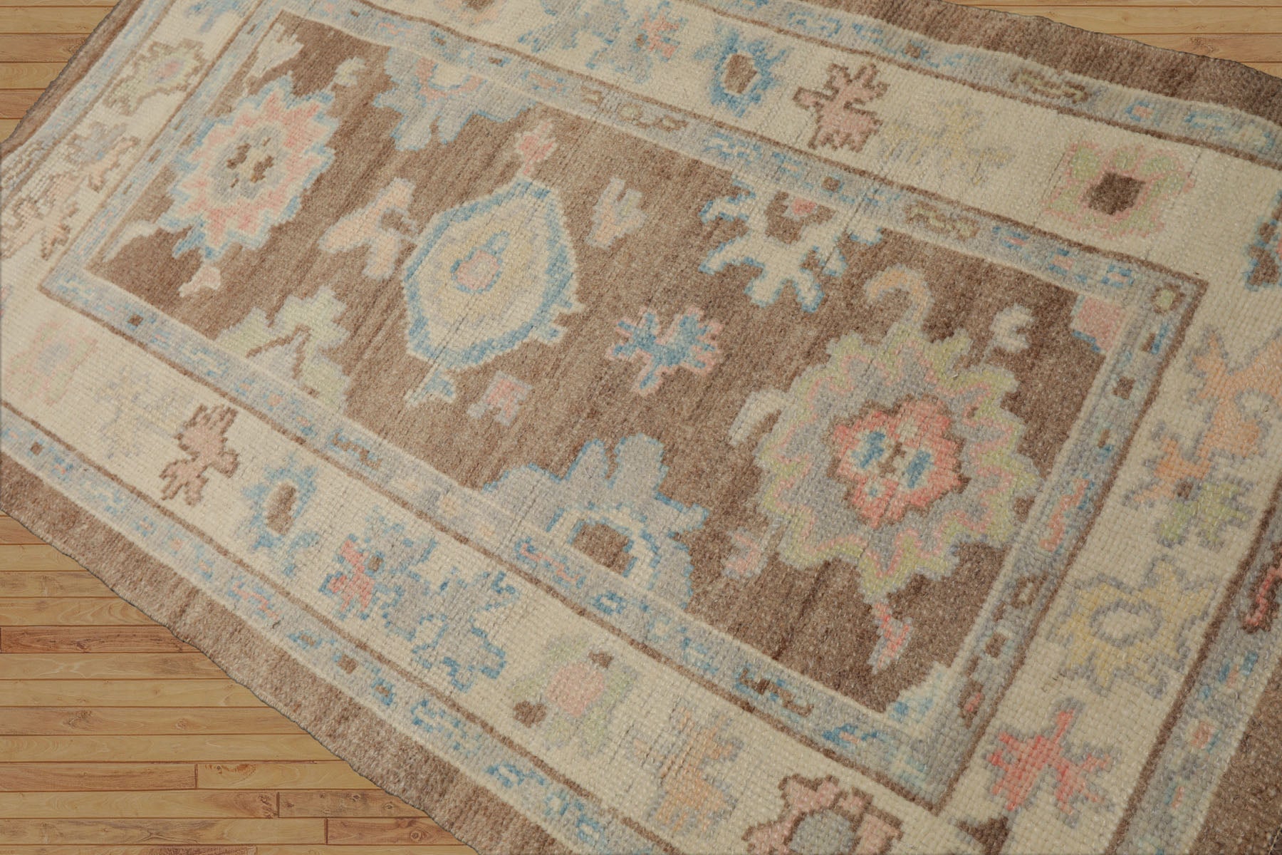 3x5 Camel, Ivory, Blush Color Hand Knotted Turkish Wool Arts & Crafts/Mission Oriental Rug