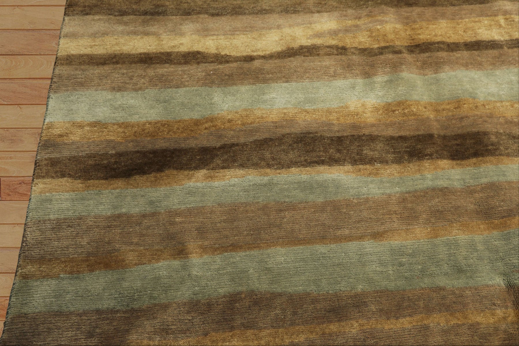9x12 Taupe, Brown, Mint Color Hand Knotted Tibetan Wool Modern & Contemporary Oriental Rug