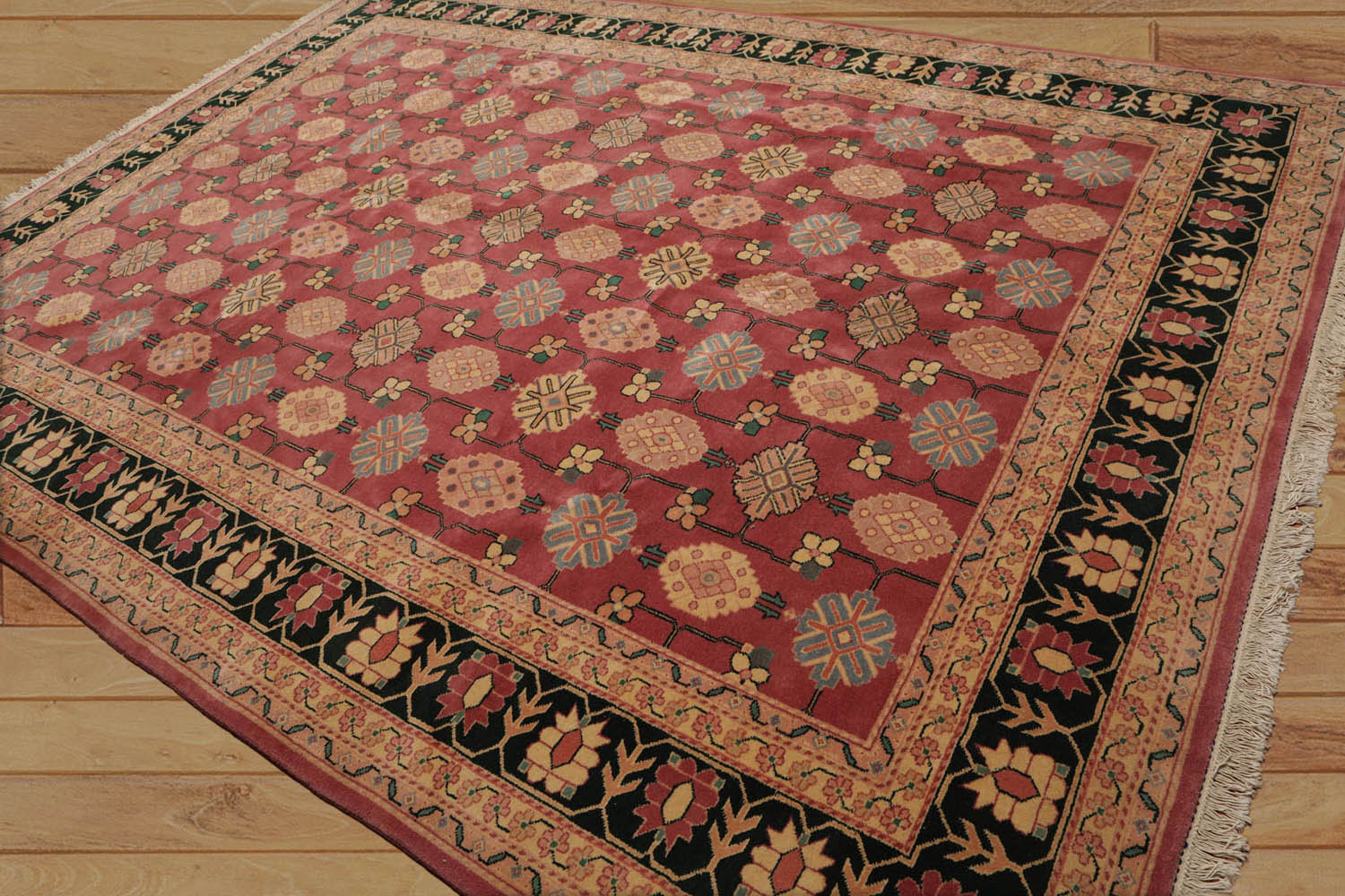 9x12 Multi, Beige, Dark Green Color Hand Knotted All-Over 100% Wool Traditional-Persian/Oriental Oriental Rug