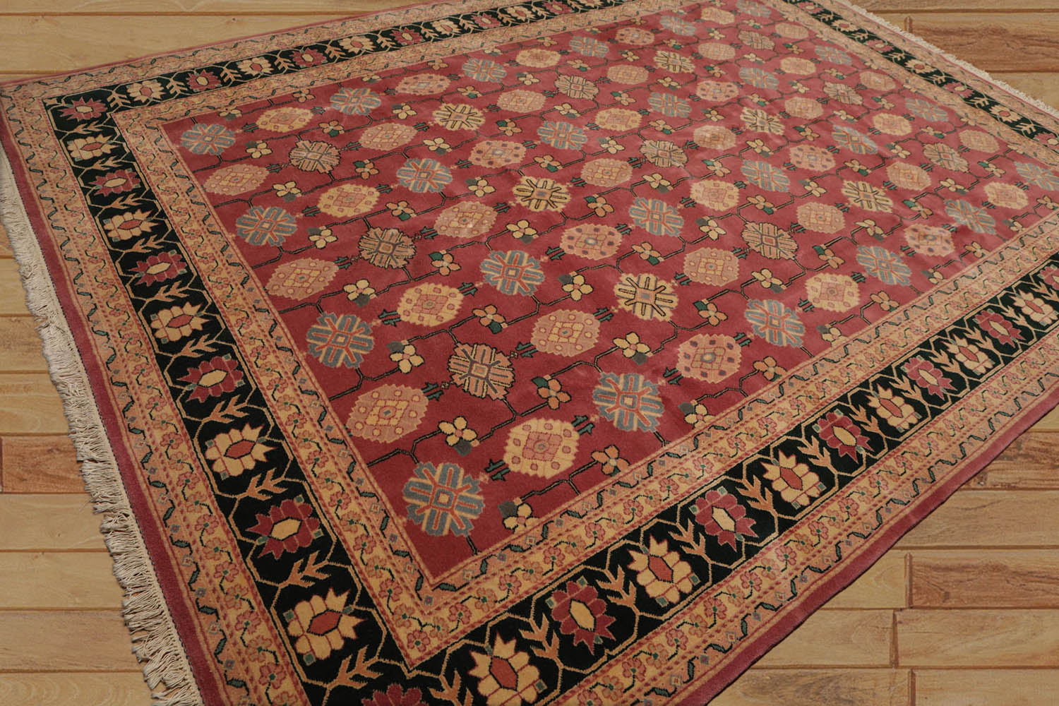 9x12 Multi, Beige, Dark Green Color Hand Knotted All-Over 100% Wool Traditional-Persian/Oriental Oriental Rug