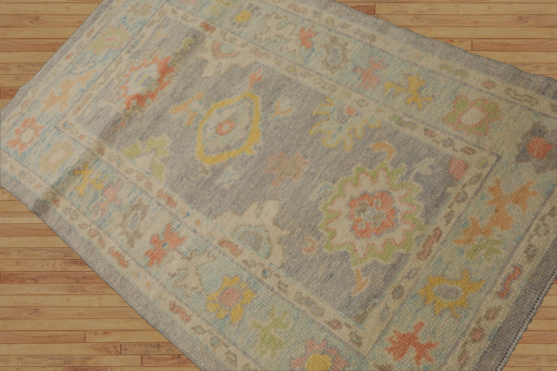 3x5 Gray , Ivory, Gold Color Hand Knotted Turkish Wool Arts & Crafts/Mission Oriental Rug