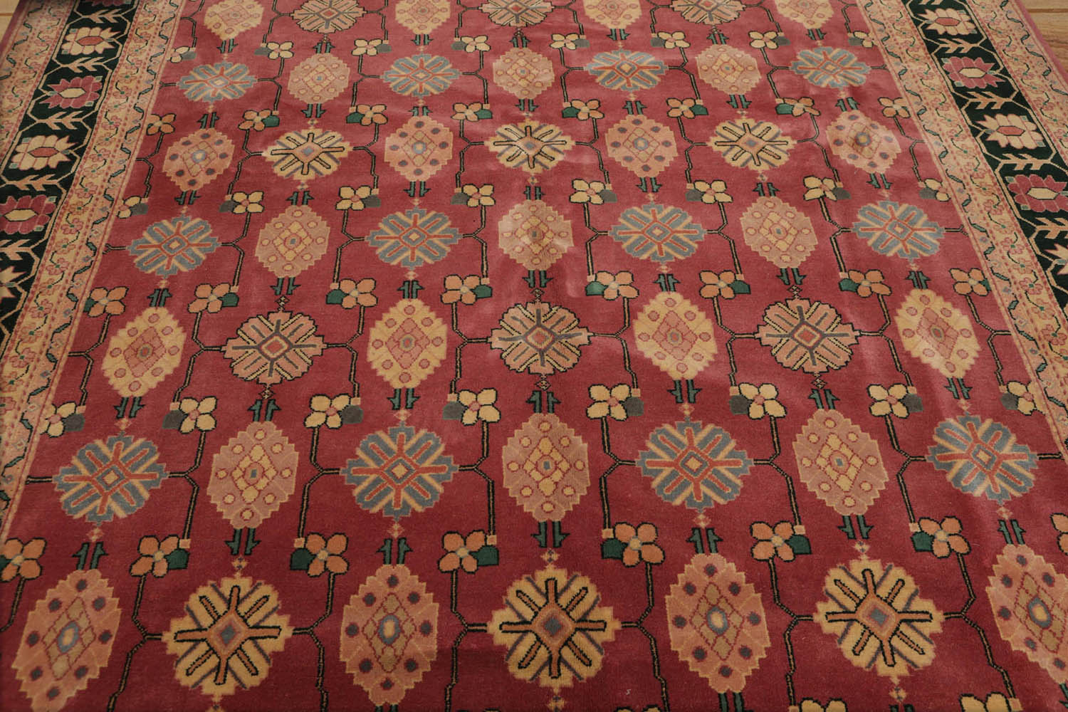 9x12 Multi, Beige, Dark Green Color Hand Knotted All-Over 100% Wool Traditional-Persian/Oriental Oriental Rug