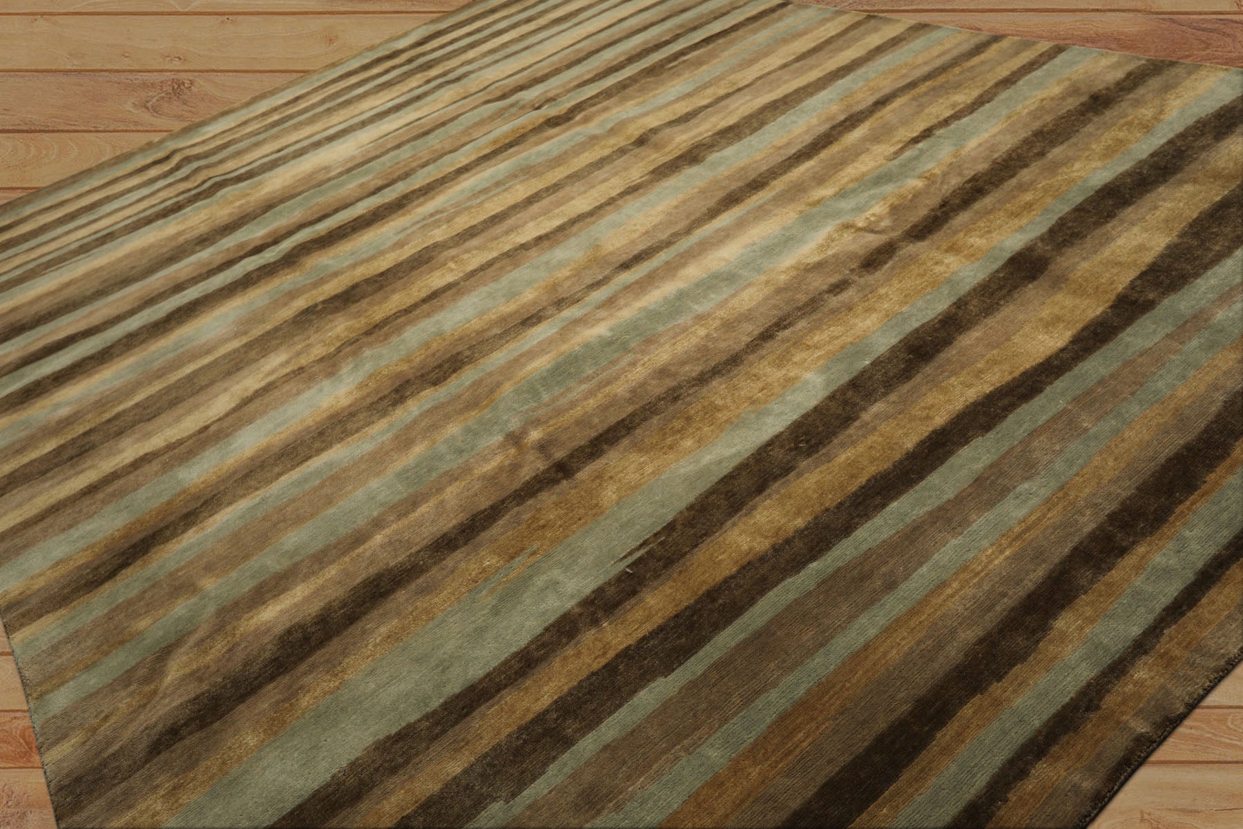 9x12 Taupe, Brown, Mint Color Hand Knotted Tibetan Wool Modern & Contemporary Oriental Rug