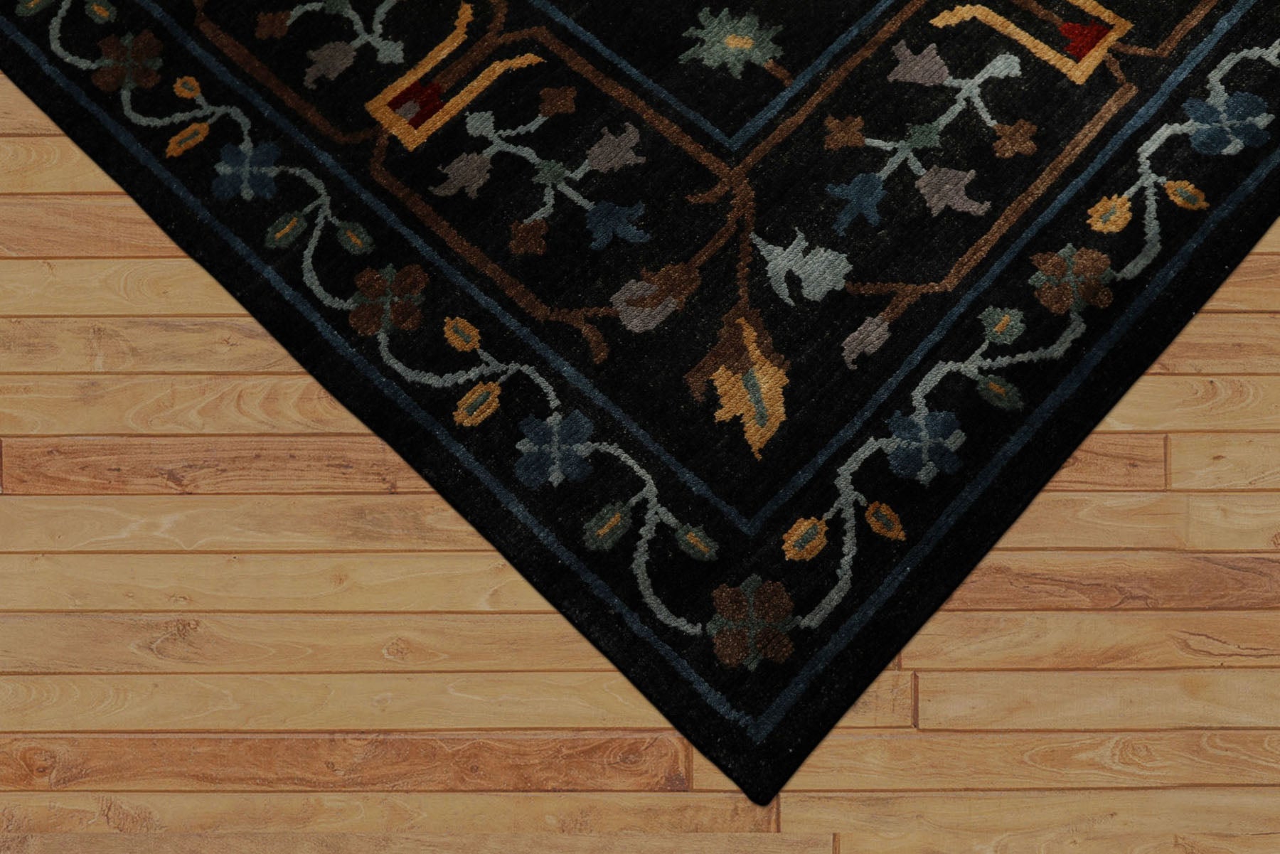 8x10 Charcoal, Blue, Aqua Color Hand Knotted Tibetan Wool Traditional Oriental Rug