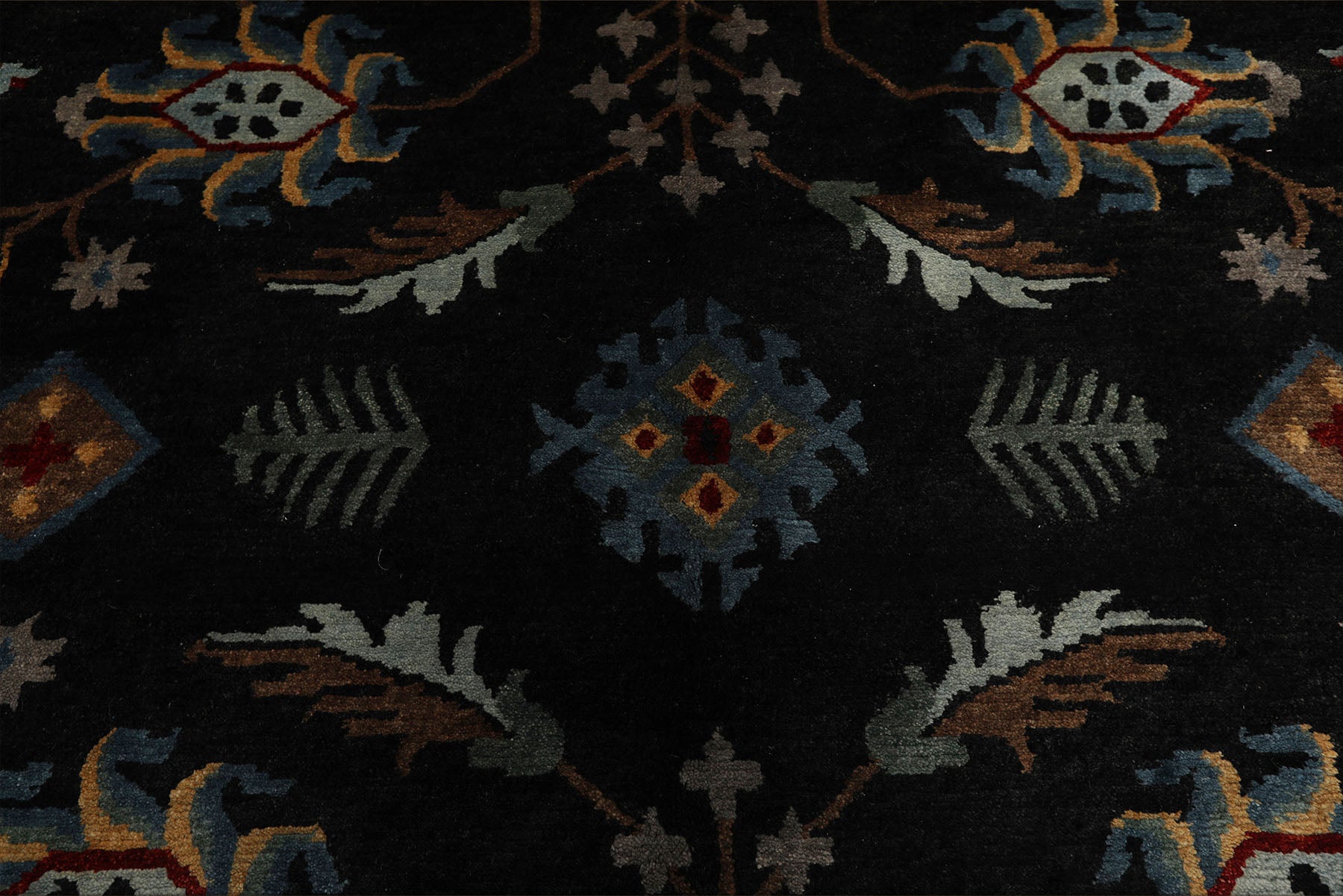 8x10 Charcoal, Blue, Aqua Color Hand Knotted Tibetan Wool Traditional Oriental Rug