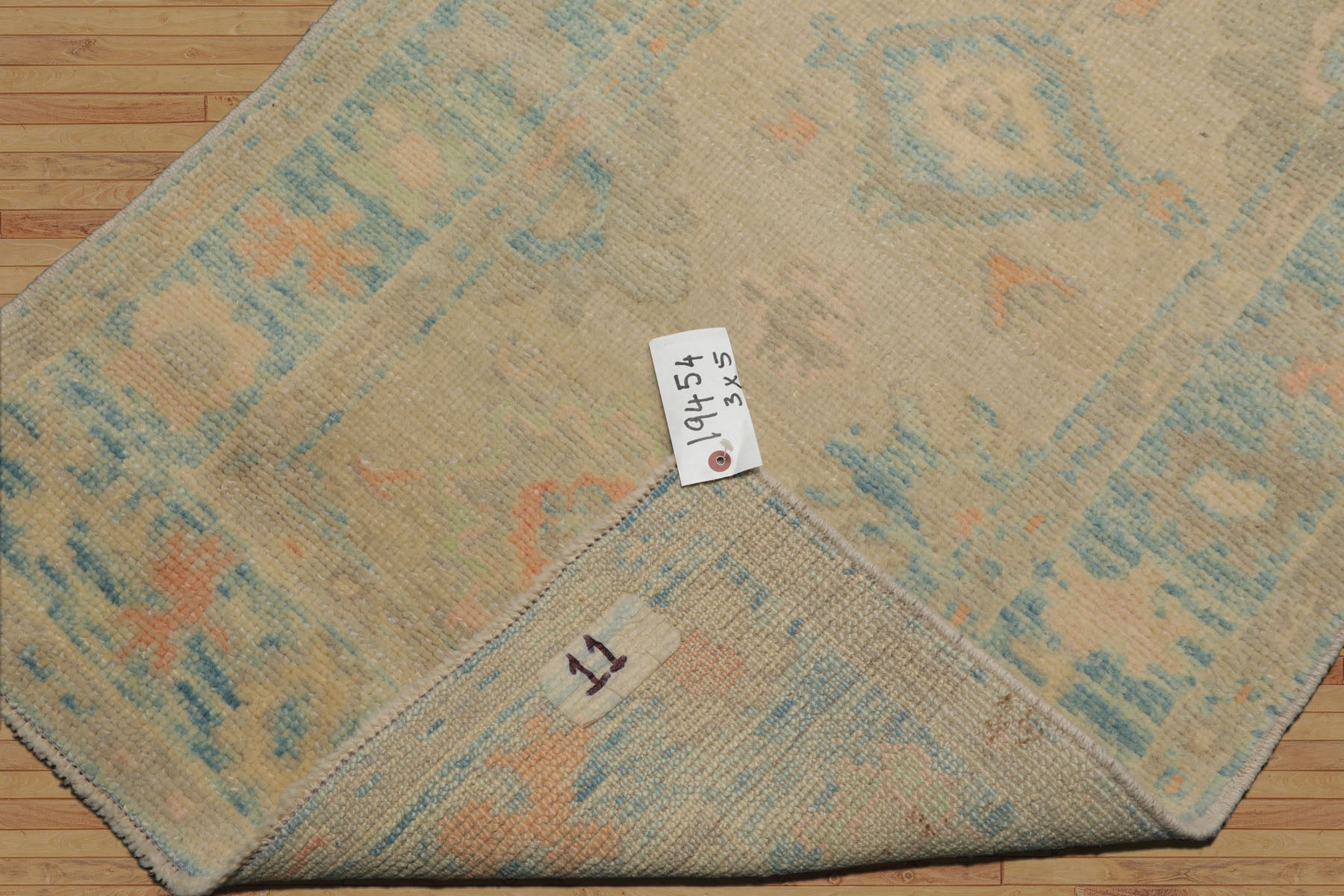3x5 Beige, Aqua, Peach Color Hand Knotted Turkish Wool Arts & Crafts/Mission Oriental Rug
