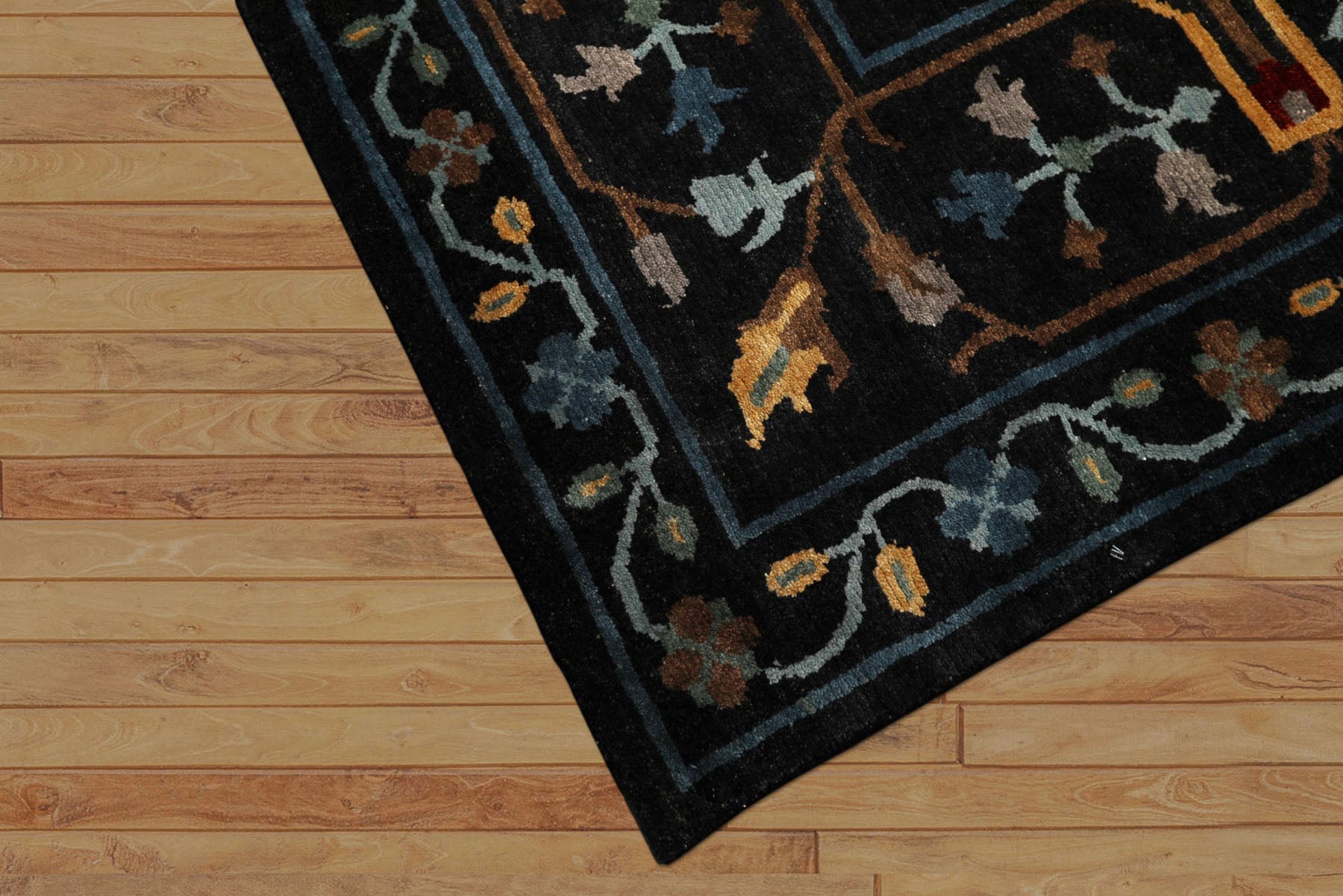 8x10 Charcoal, Blue, Aqua Color Hand Knotted Tibetan Wool Traditional Oriental Rug