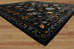 8x10 Charcoal, Blue, Aqua Color Hand Knotted Tibetan Wool Traditional Oriental Rug