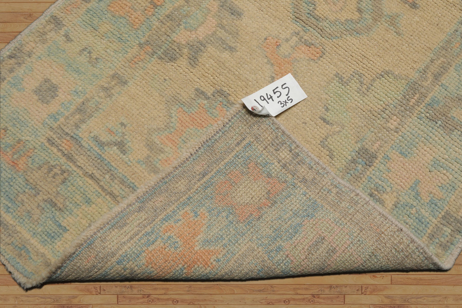 3x5 Beige, Aqua, Peach Color Hand Knotted Turkish Wool Arts & Crafts/Mission Oriental Rug