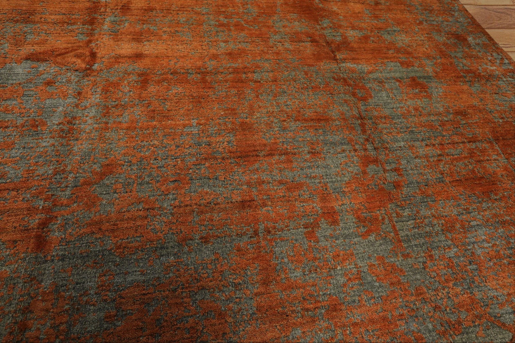 8x10 Teal, Orange, Color Hand Knotted Sherpa Wool Modern & Contemporary Oriental Rug