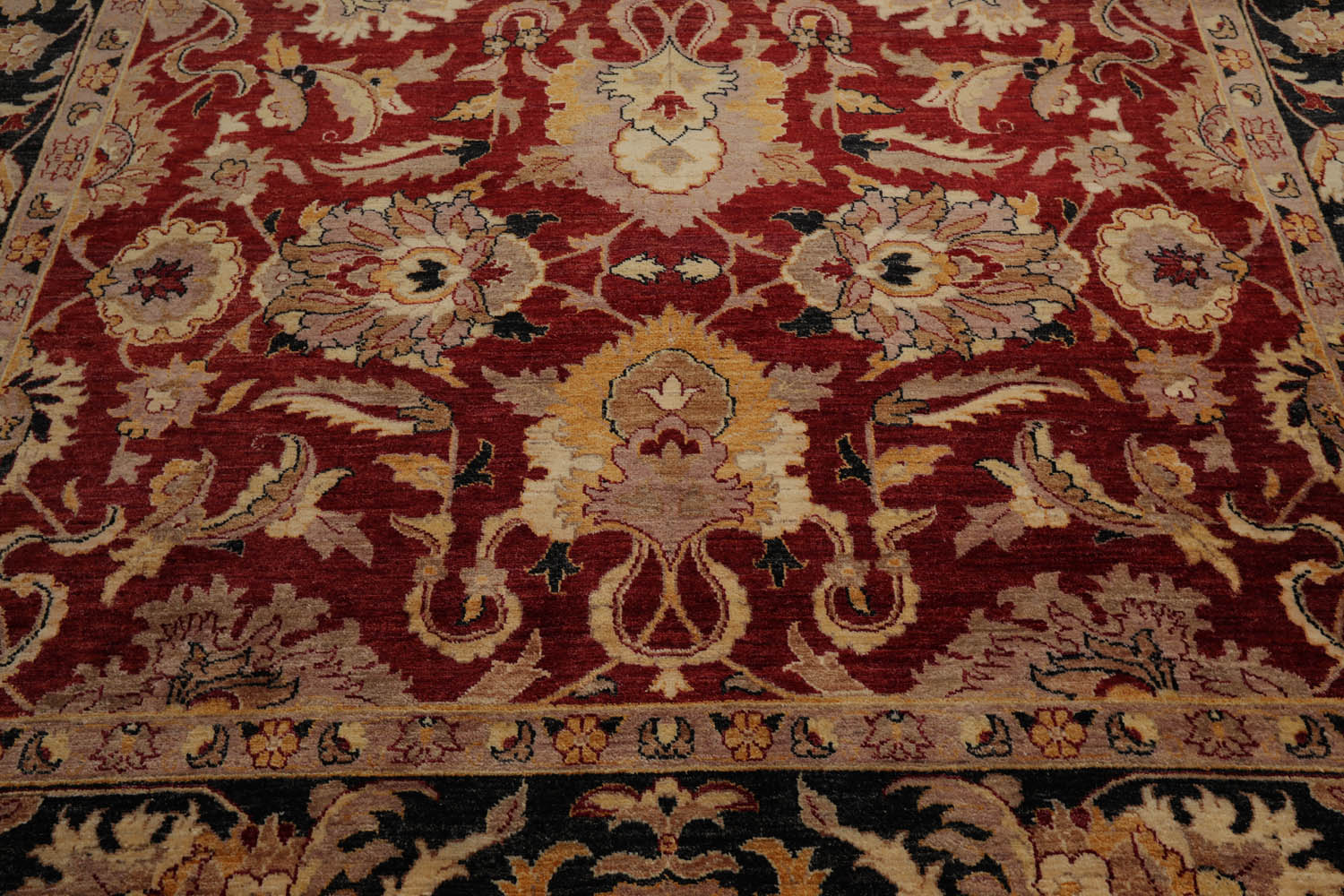 9x12 Rusty Red, Charcoal, Beige Color Hand Knotted All-Over 100% Wool Traditional Oriental Rug