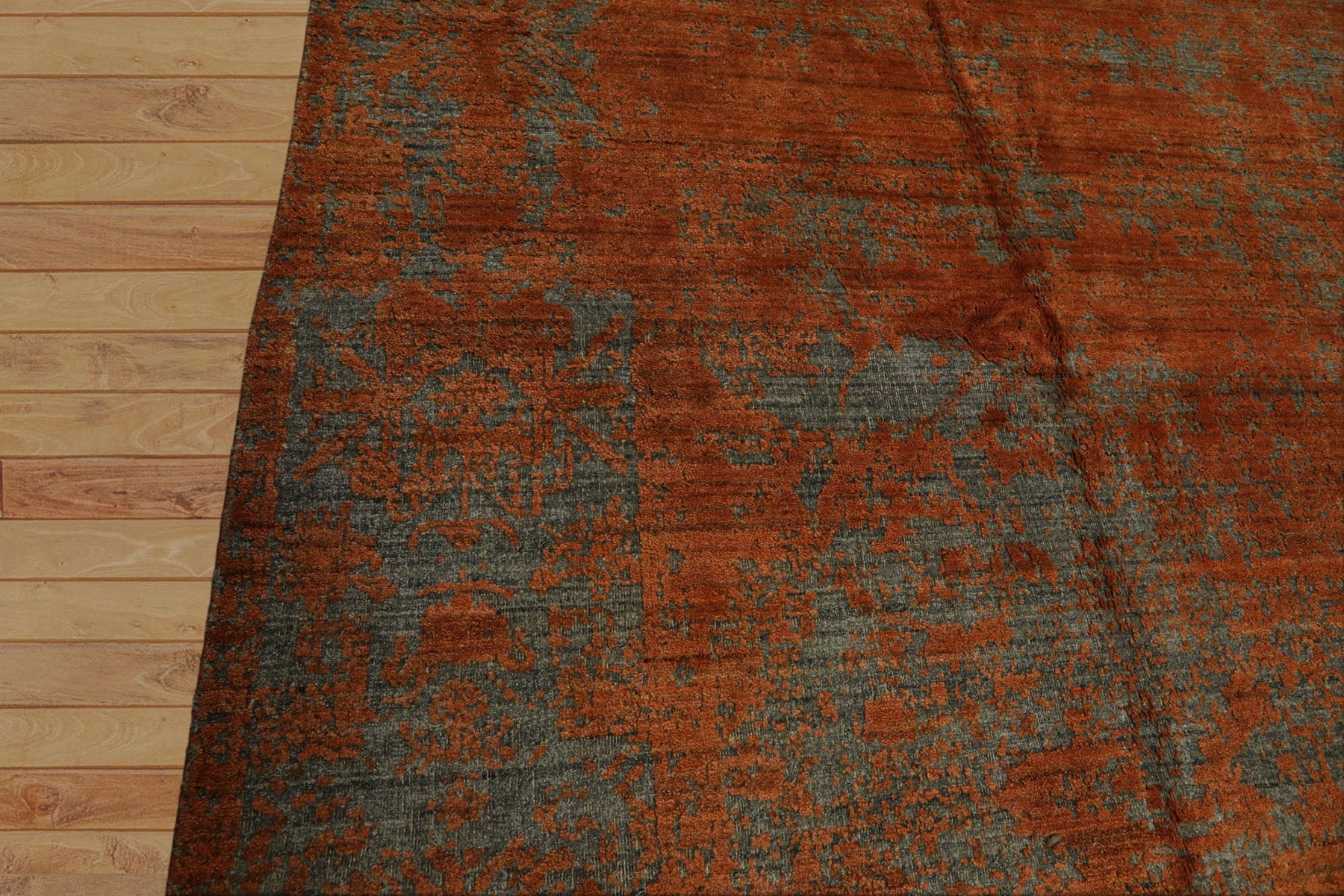 8x10 Teal, Orange, Color Hand Knotted Sherpa Wool Modern & Contemporary Oriental Rug