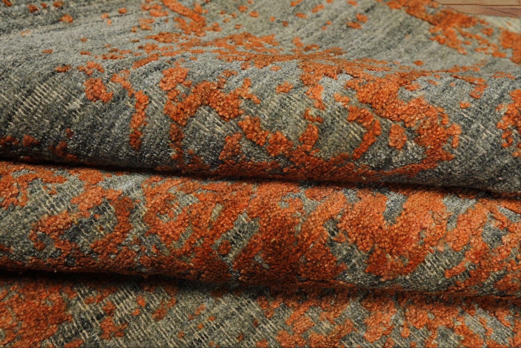 8x10 Teal, Orange, Color Hand Knotted Sherpa Wool Modern & Contemporary Oriental Rug