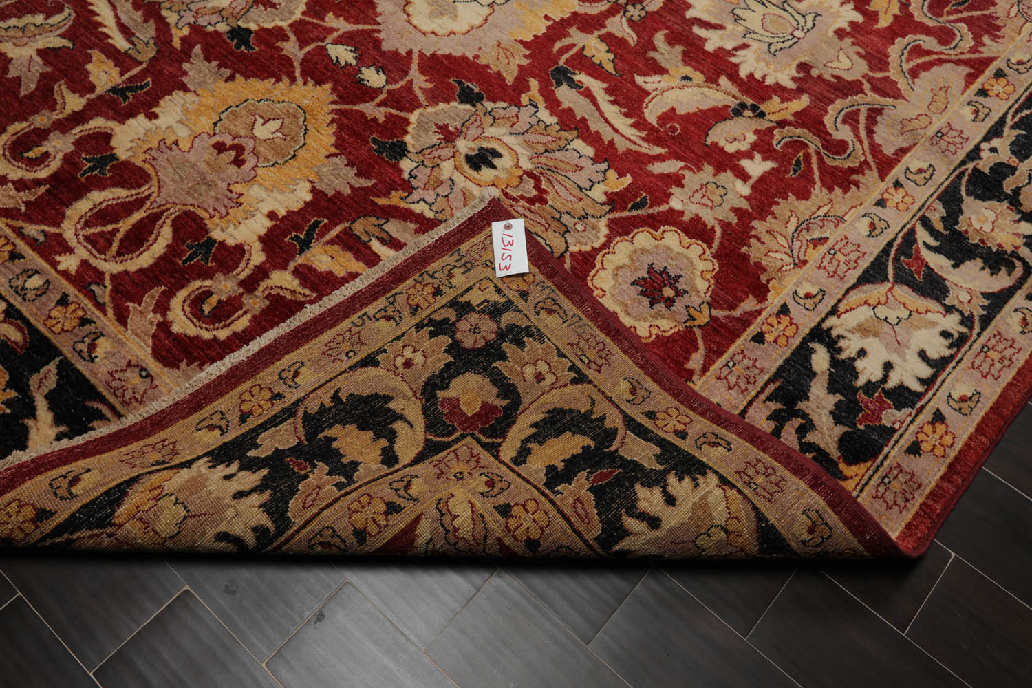 9x12 Rusty Red, Charcoal, Beige Color Hand Knotted All-Over 100% Wool Traditional Oriental Rug