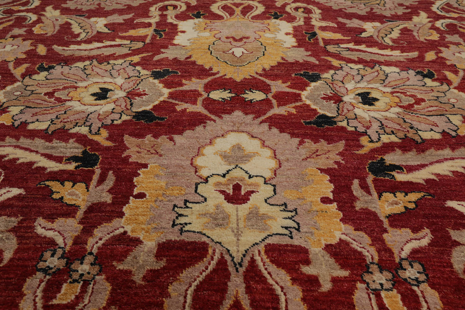 9x12 Rusty Red, Charcoal, Beige Color Hand Knotted All-Over 100% Wool Traditional Oriental Rug