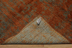 8x10 Teal, Orange, Color Hand Knotted Sherpa Wool Modern & Contemporary Oriental Rug