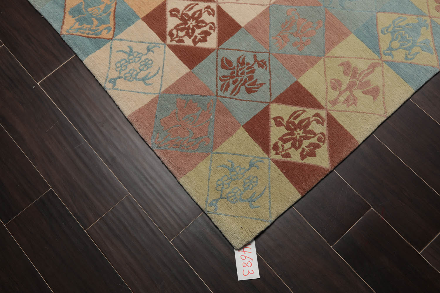 6x9 Blue, Beige, Peach Color Hand Knotted All-Over 100% Wool Modern Oriental Rug