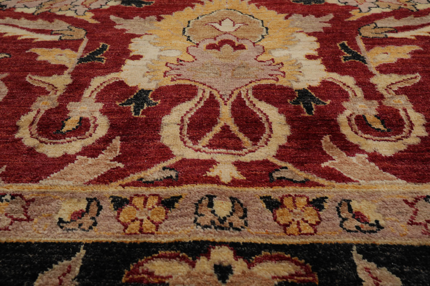 9x12 Rusty Red, Charcoal, Beige Color Hand Knotted All-Over 100% Wool Traditional Oriental Rug