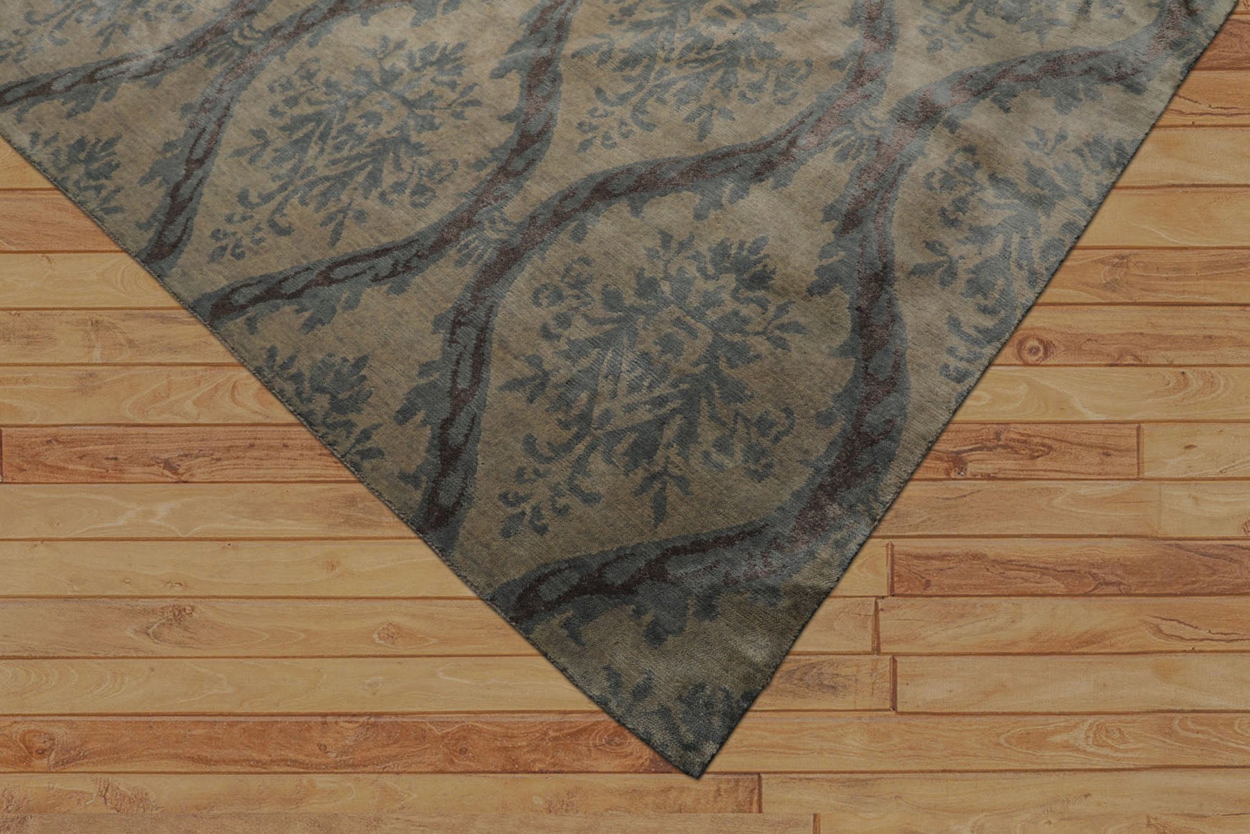 10x14 Silver, Gray, Blue Color Hand Knotted Tibetan Wool Transitional Oriental Rug