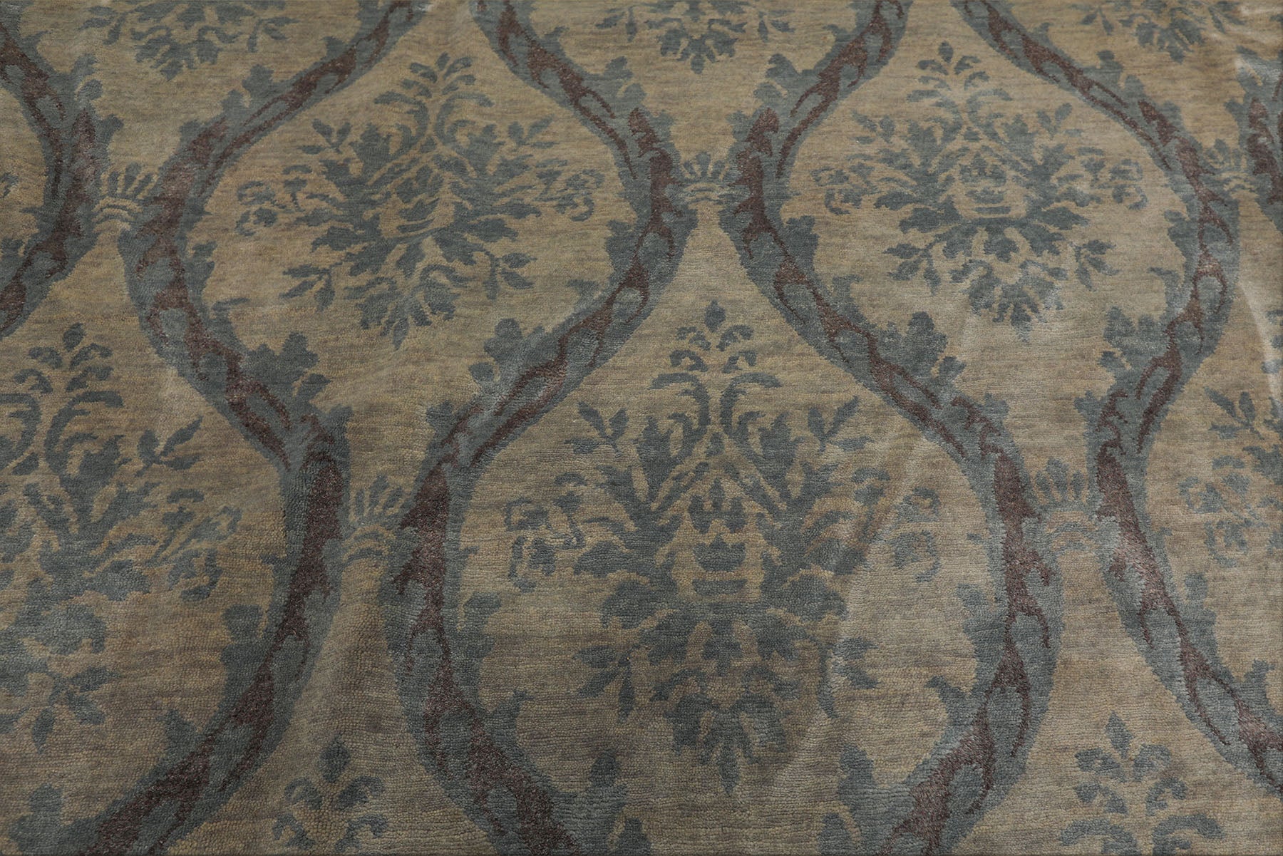 10x14 Silver, Gray, Blue Color Hand Knotted Tibetan Wool Transitional Oriental Rug