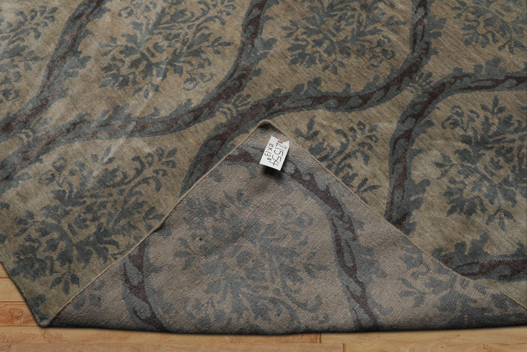10x14 Silver, Gray, Blue Color Hand Knotted Tibetan Wool Transitional Oriental Rug