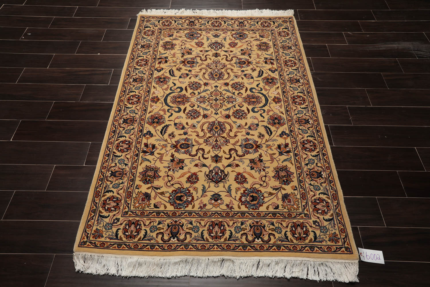 4x6 Tan, Blue, Taupe Color Hand Knotted All-Over 100% Wool Traditional Oriental Rug