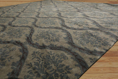 10x14 Silver, Gray, Blue Color Hand Knotted Tibetan Wool Transitional Oriental Rug