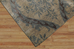 10x14 Silver, Gray, Blue Color Hand Knotted Tibetan Wool Transitional Oriental Rug