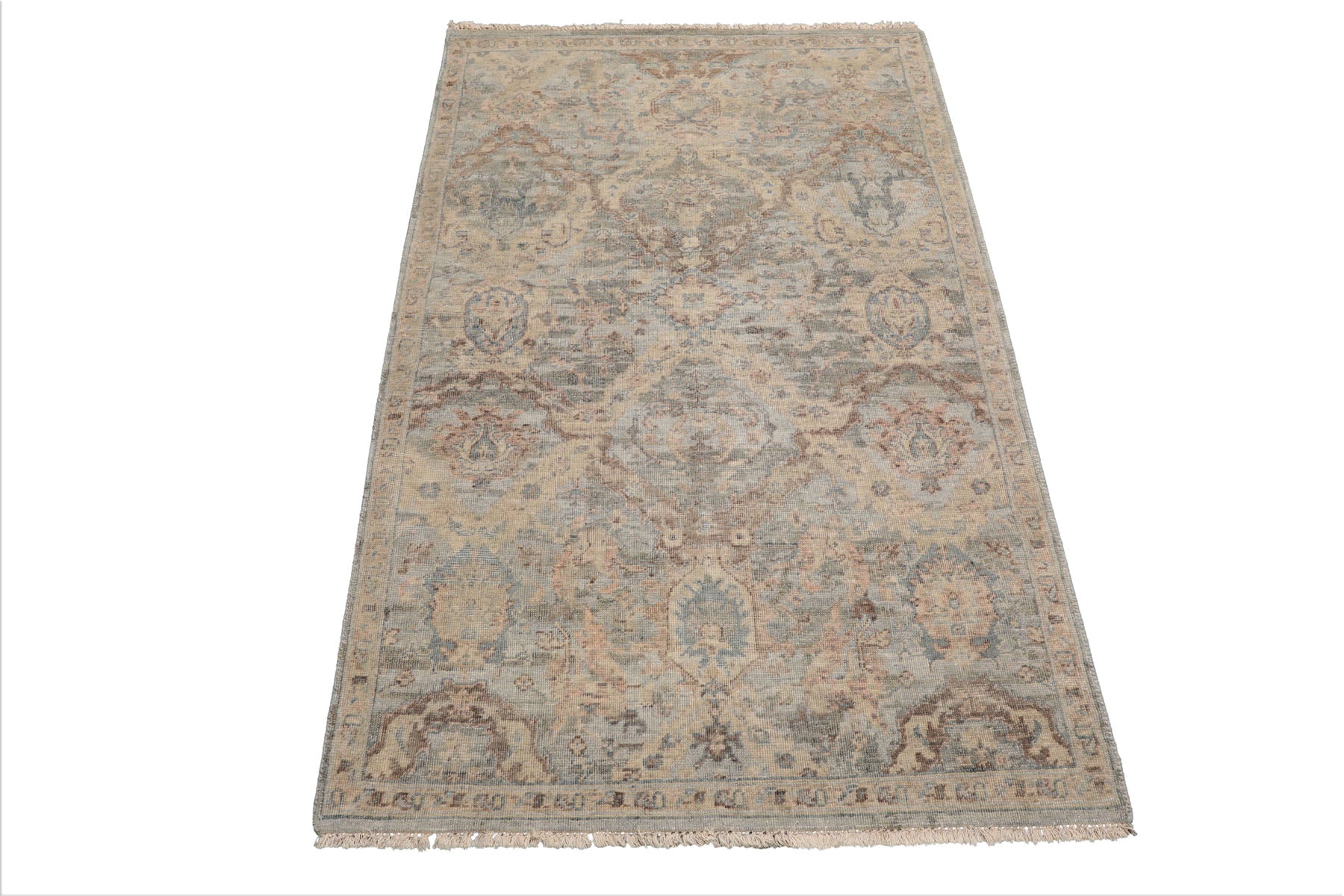 LoomBloom Mint 3'x5' Traditional Distressed Quality Hand Knotted Wool Oriental Area Rug