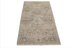 LoomBloom Mint 3'x5' Traditional Distressed Quality Hand Knotted Wool Oriental Area Rug