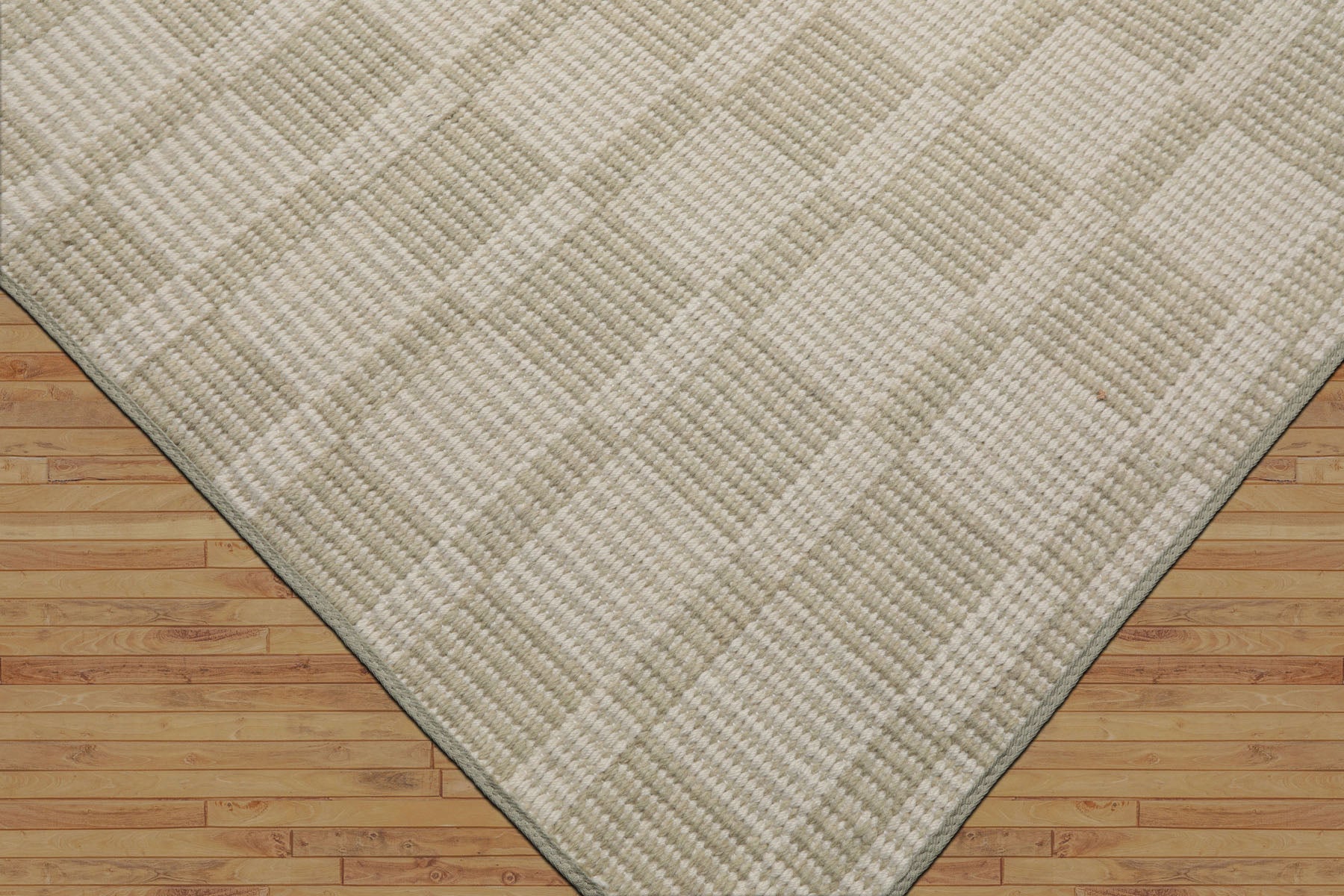 Multi Size Green White Color Hand Loomed Flatweave Wool Modern Oriental Rug