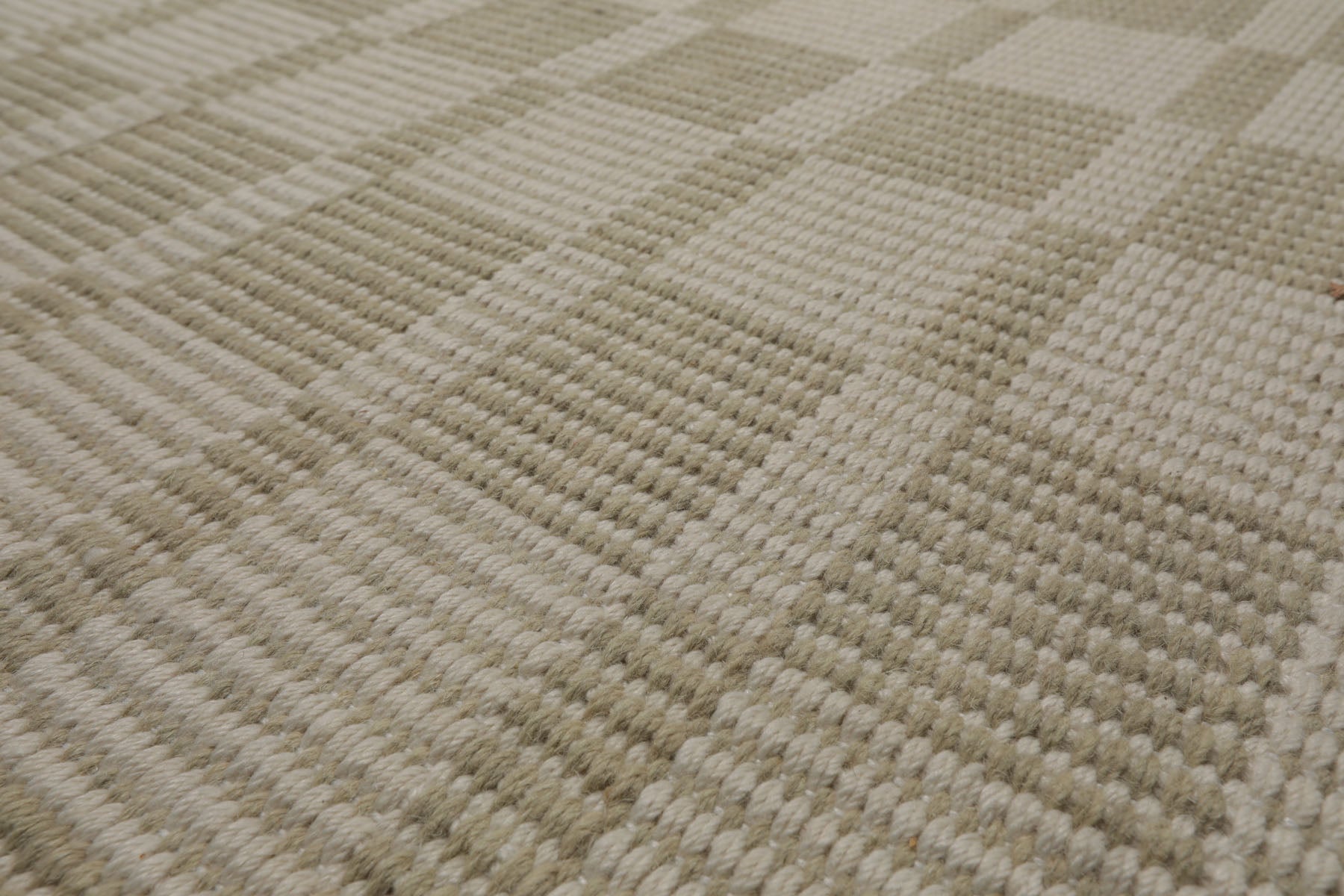 Multi Size Green White Color Hand Loomed Flatweave Wool Modern Oriental Rug