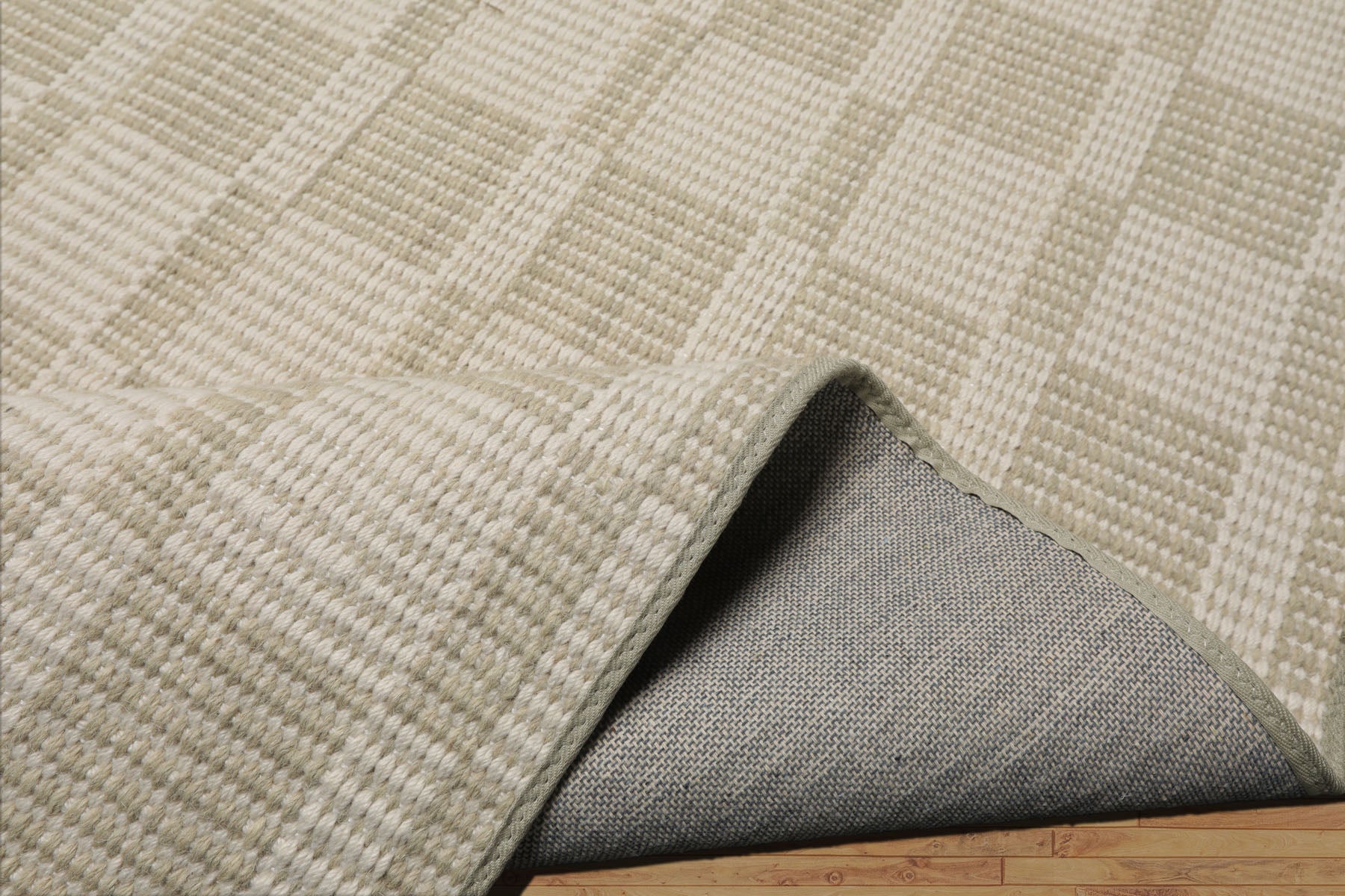 Multi Size Green White Color Hand Loomed Flatweave Wool Modern Oriental Rug
