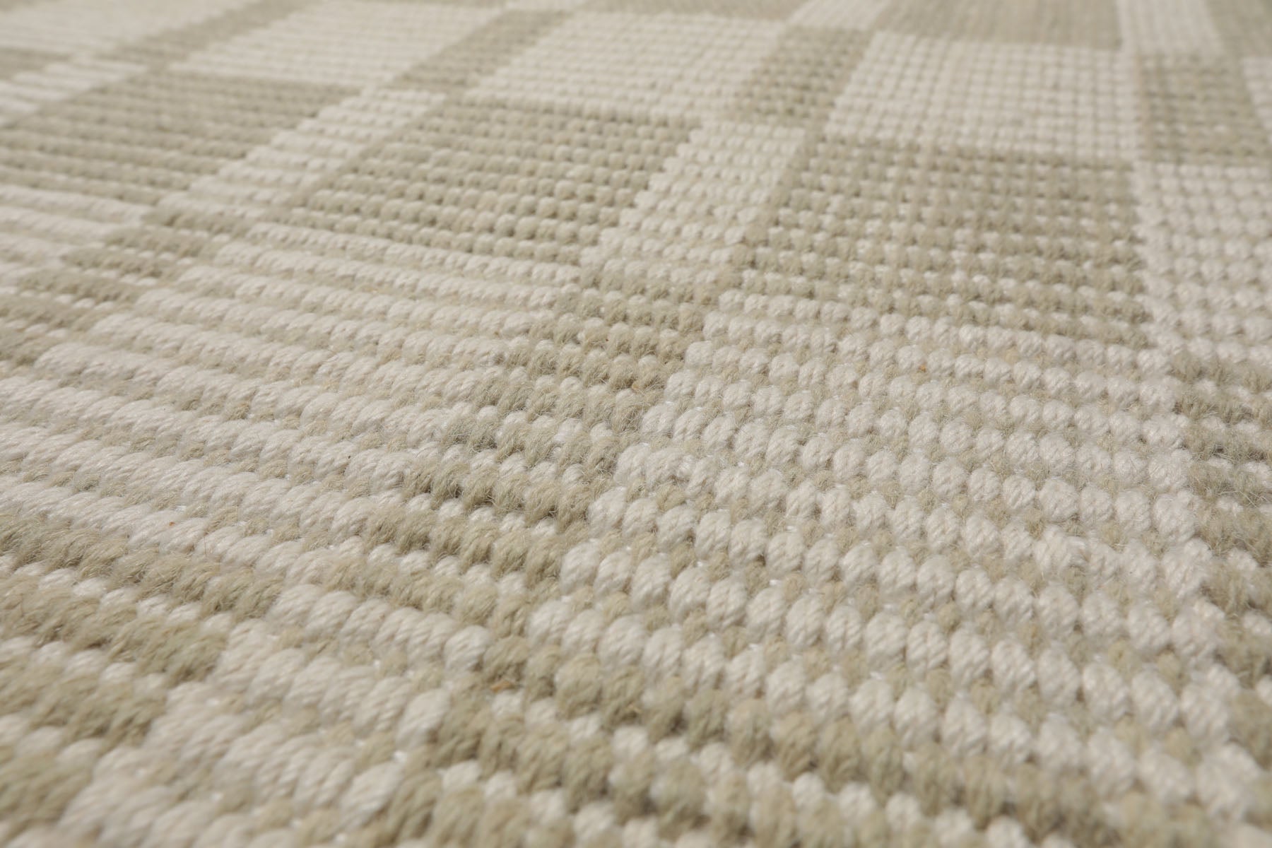 Multi Size Green White Color Hand Loomed Flatweave Wool Modern Oriental Rug