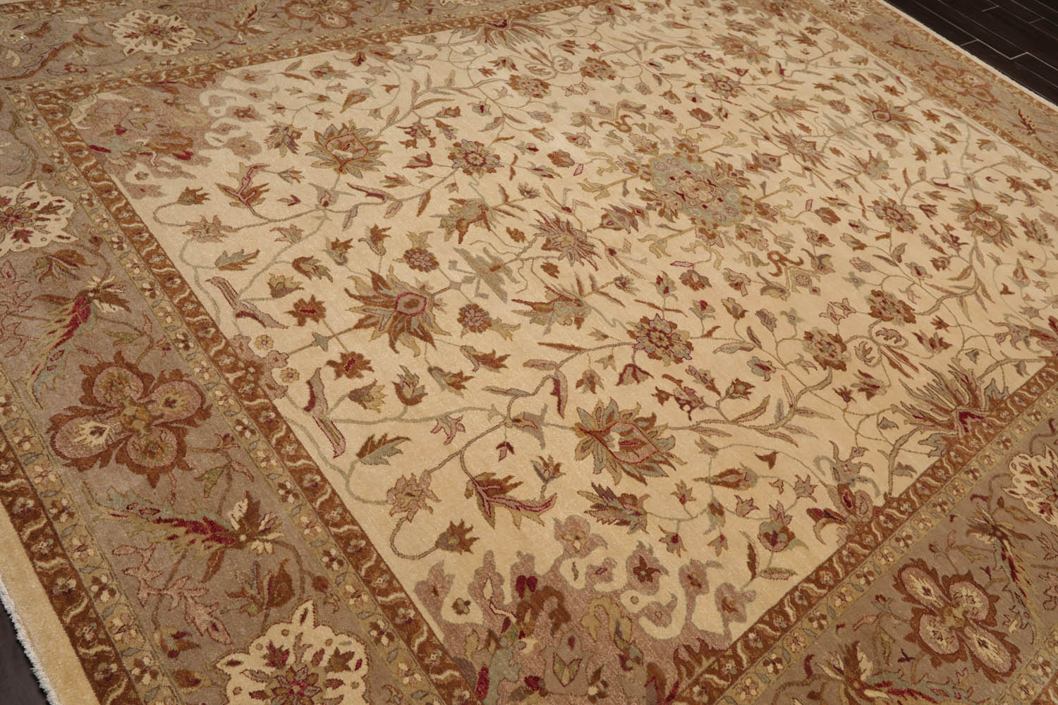 9x12 Beige, Gray, Brown Color Hand Knotted All-Over 100% Wool Traditional Oriental Rug