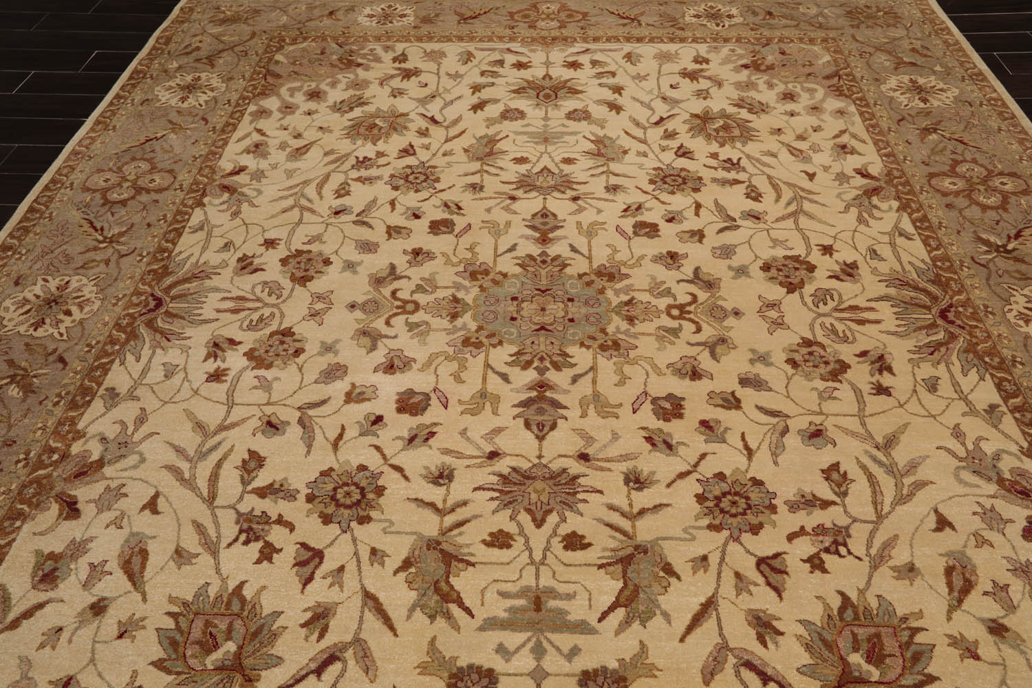 9x12 Beige, Gray, Brown Color Hand Knotted All-Over 100% Wool Traditional Oriental Rug