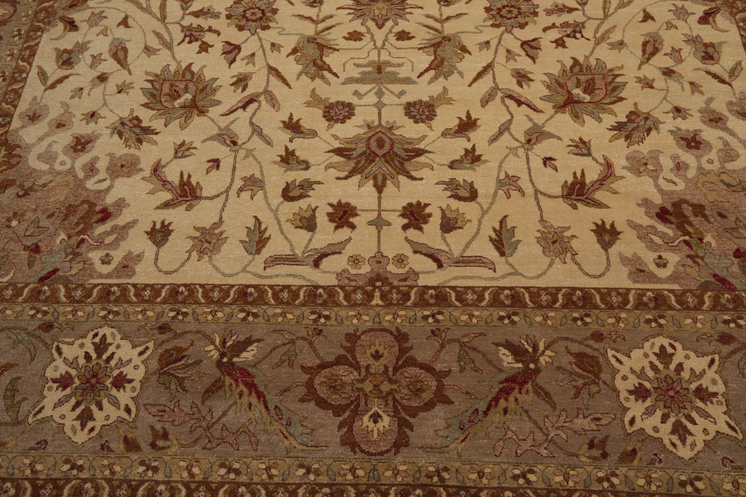 9x12 Beige, Gray, Brown Color Hand Knotted All-Over 100% Wool Traditional Oriental Rug